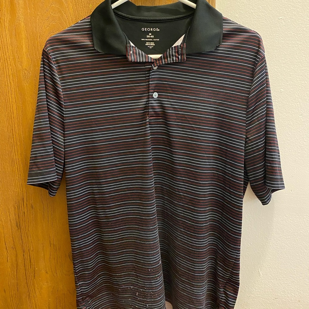 George black polo shirt with red and white stripes (M38-40)